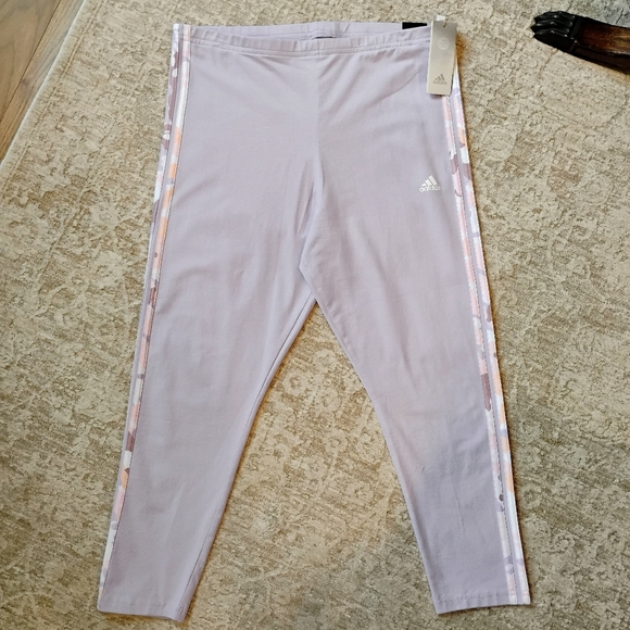 adidas Pants - NWT XL Adidas 3 Stripes HW Legging Tight Fit Lavender Active Gym Workout Pants